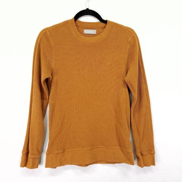 Everlane Womens Shirt Size Small Mustard Yellow Waffle Knit Thermal T-Shirt - Picture 1 of 12